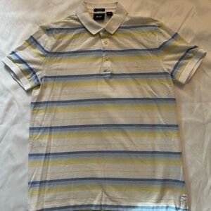 Boss Men's Polo Shirt - Blue, Yellow, and White Stripes